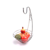 Zhaosheng Hardware - Cesta redonda de metal para almacenamiento de frutas, soporte para pan, frutero de cocina con colgador de plátano