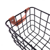 Zhaosheng Hardware - Cesta de alambre negra decorativa de metal para almacenamiento en el hogar de cocina con mango de cuero