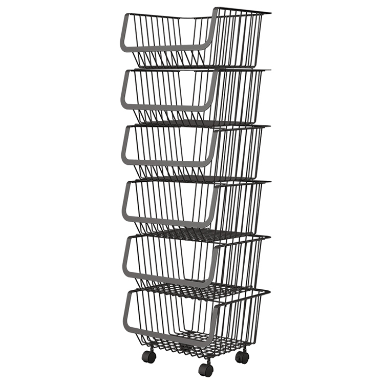 Zhaosheng Hardware - Contenedores apilables para almacenamiento de cebollas y patatas Cesta para frutas y verduras con ruedas Carro con ruedas de metal