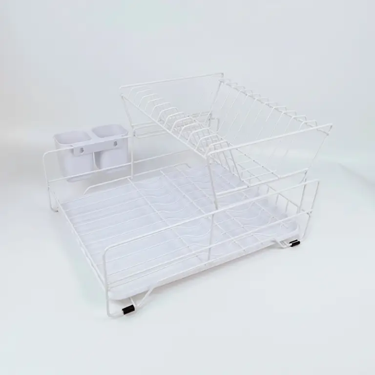 Zhaosheng Hardware - Rejilla para secar platos desmontable blanca de 2 niveles