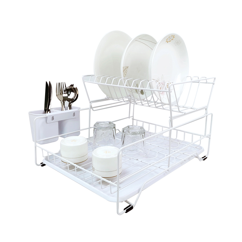 Zhaosheng Hardware - Rejilla para secar platos desmontable blanca de 2 niveles