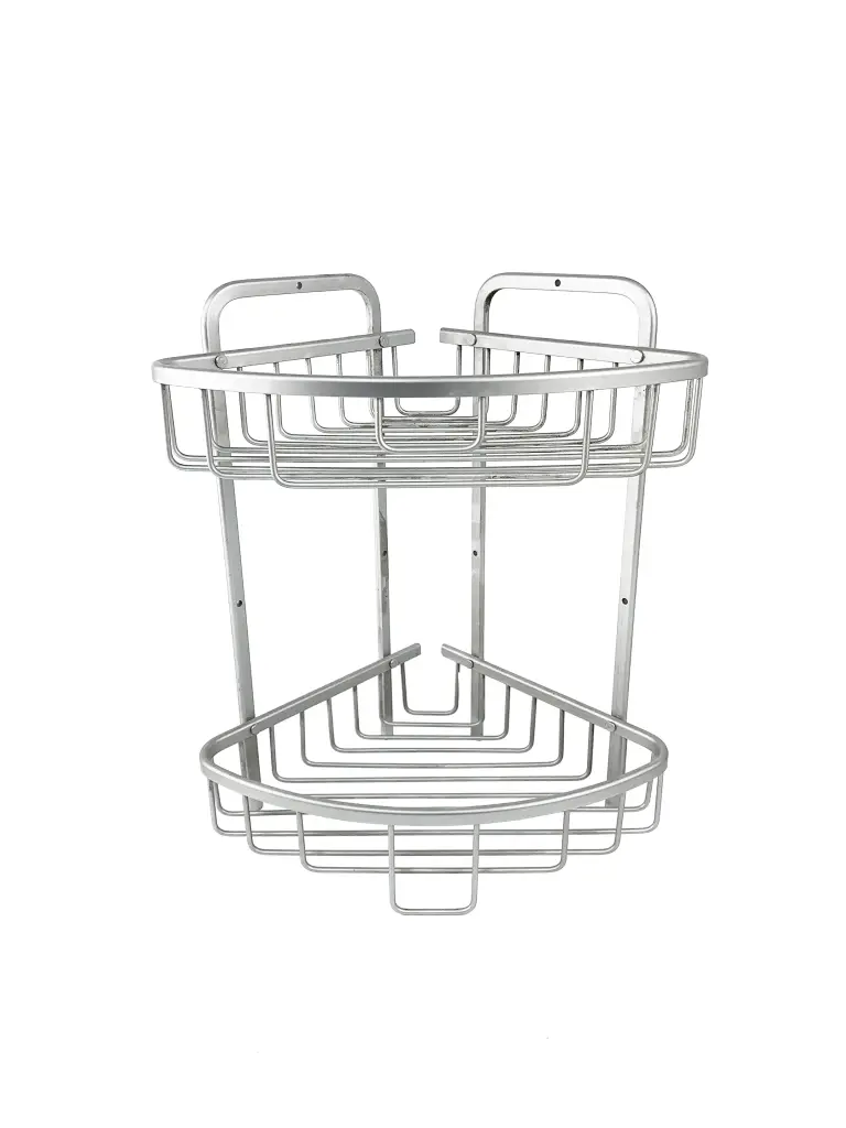Zhaosheng - Almacenamiento de baño Cesta de esquina de 2 niveles Cesta de ducha de aluminio Cesta de ducha de esquina