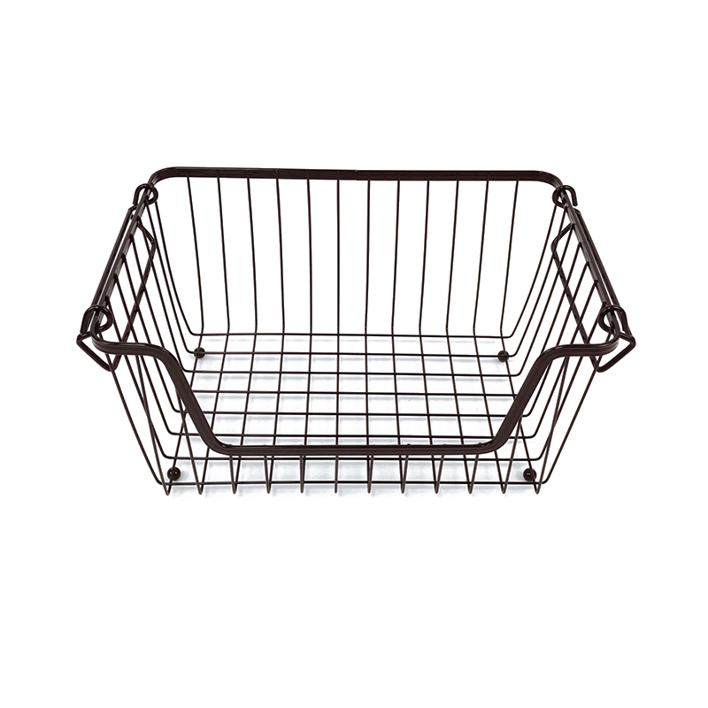 Zhaosheng Hardware - Cestas de despensa apilables de 3 niveles, cesta de frutas de alambre, cesta organizadora de almacenamiento de metal con asa