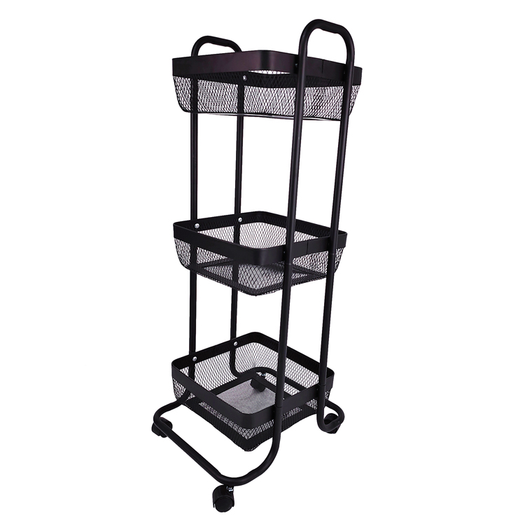 Carro utilitario de malla metálica de 3 niveles para almacenamiento de cocina y baño - Zhaosheng Hardware