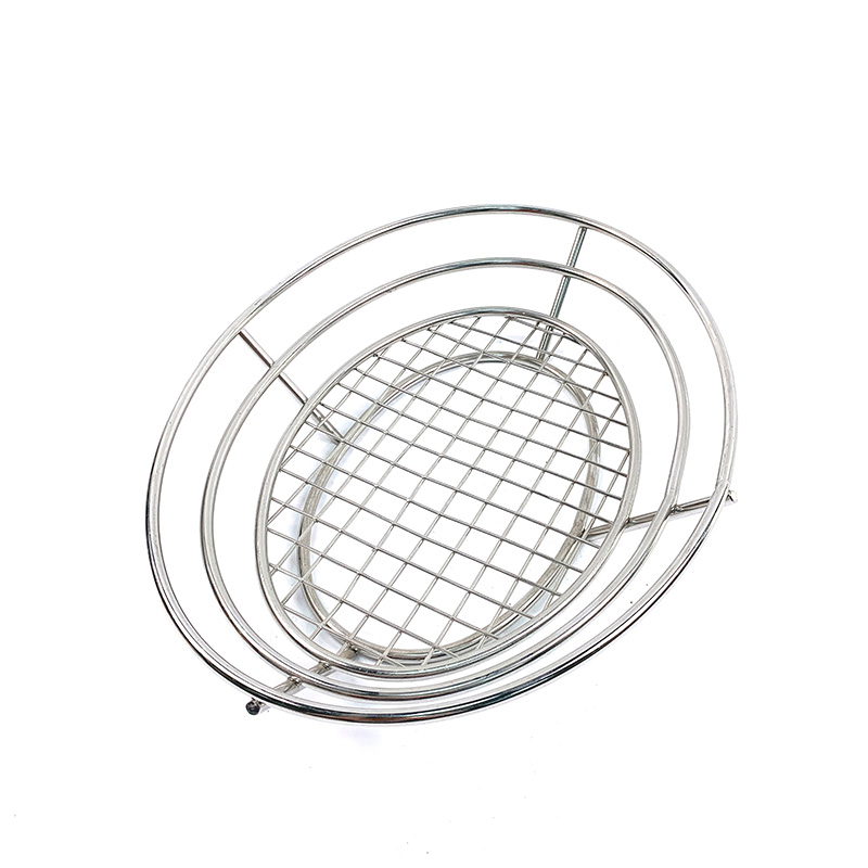 Zhaosheng Hardware - Cesta para servir mesa de comida rápida Cesta para pan ovalada de acero inoxidable