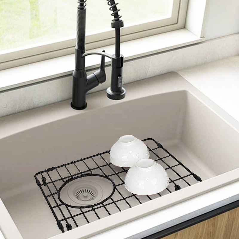 Rejilla inferior de fregadero negra personalizada para proteger el fregadero de acero inoxidable de la cocina