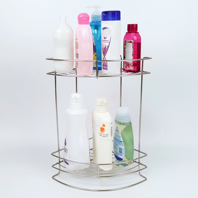 Zhaosheng - Organizador de champú de 2 capas, carrito de ducha de esquina, estante de baño de acero inoxidable