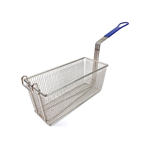 Zhaosheng Hardware - Cesta para freidora de acero inoxidable con mango recubierto de azul
