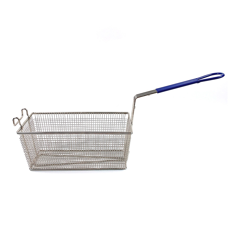 Zhaosheng Hardware - Cesta para freidora de acero inoxidable con mango recubierto de azul