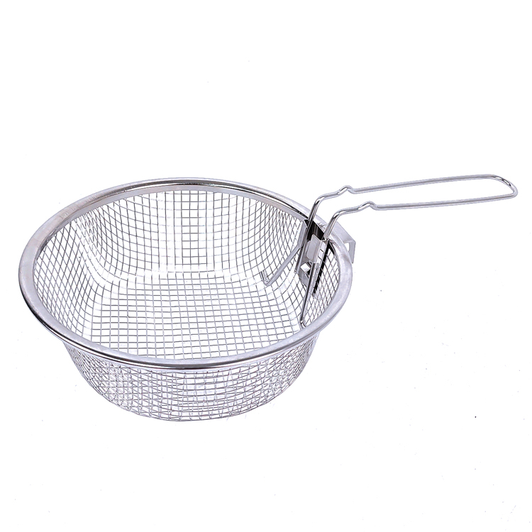 Zhaosheng Hardware - Cesta para freír patatas fritas redondas de acero inoxidable con mango plegable