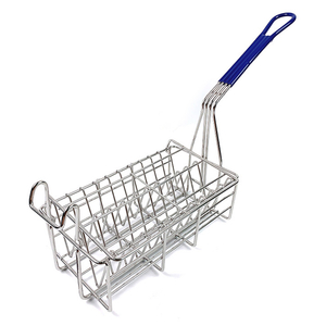 Zhaosheng Hardware - Cesta para freidora con 10 ranuras, cesta para freír pescado con mango revestido