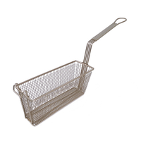 Zhaosheng Hardware - Cesta rectangular para freír, niquelada, con mango de PVC gris