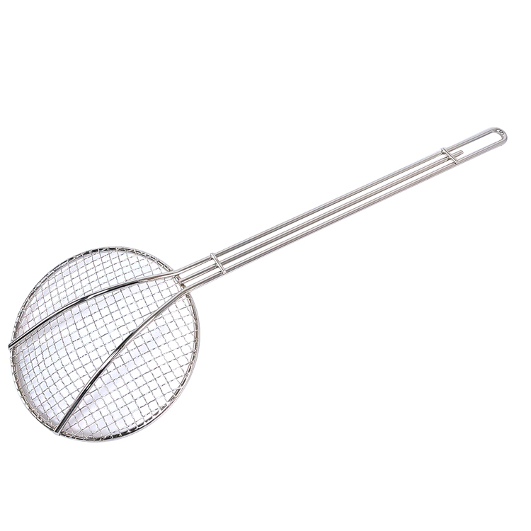 Zhaosheng Hardware - Espumadera para freír redonda de 6 pulgadas, mango largo, cucharón para freidora de acero inoxidable, espumadera para freír francesa