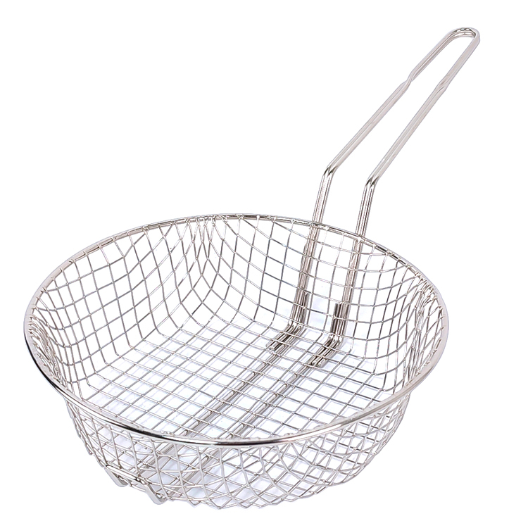 Zhaosheng - Cesta de freidora de malla gruesa de 12 pulgadas, colador de alimentos, cesta redonda para freidora, olla para freír