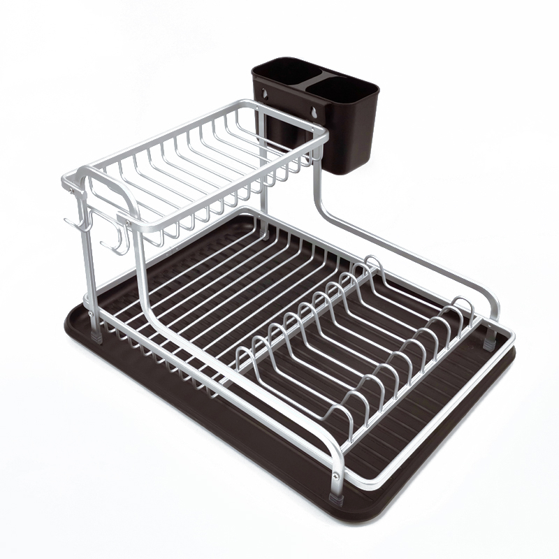 Zhaosheng Hardware - Escurridor de platos de aluminio a prueba de óxido de 2 niveles