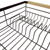 Zhaosheng Hardware - Escurridor de platos de acero con mango de madera, negro