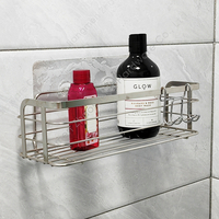 Zhaosheng - Estante de Ducha Adhesivo de Acero Inoxidable, Organizador, Estante de baño de Metal montado en la Pared sin Perforaciones