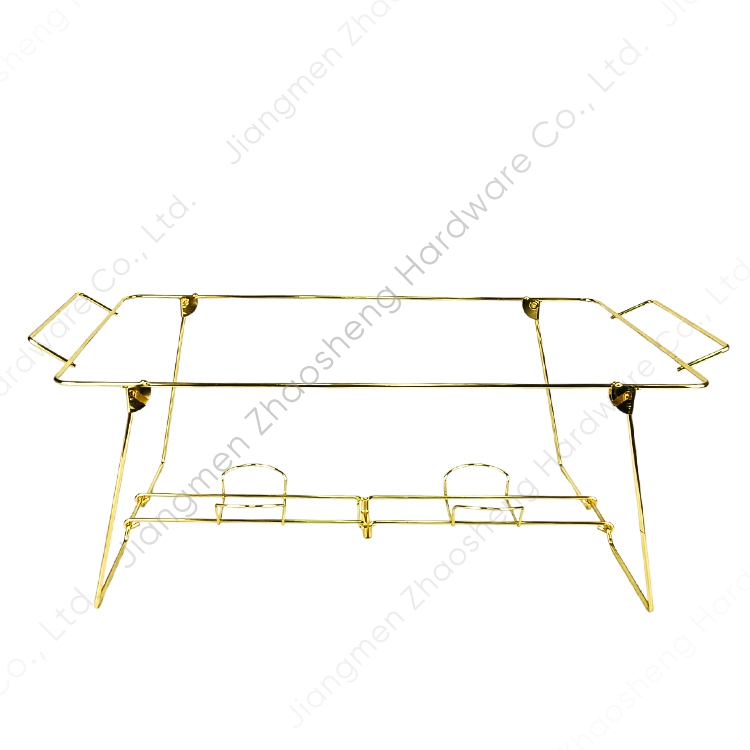 Zhaosheng Hardware - Estante plegable desechable para platos de frotamiento, chapado en oro, para buffet, tamaño completo, soporte para calentador