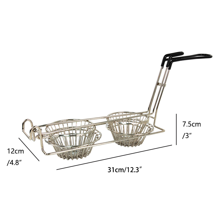 Zhaosheng Hardware - Cesta para freidora de tacos, suministro de restaurante, cesta para freír con taza de taco niquelada con mango de vinilo negro