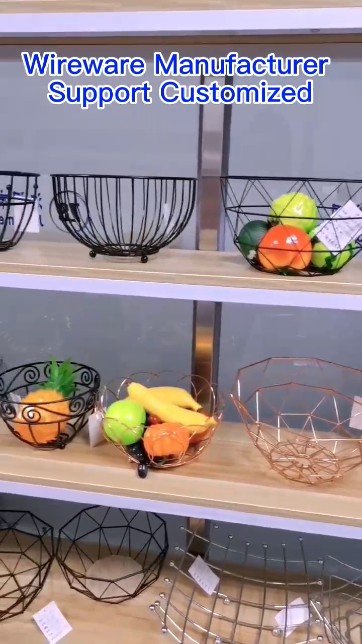 Zhaosheng Hardware - Cesta de almacenamiento de metal de acero para decoración del hogar Cestas de frutas de alambre redondo