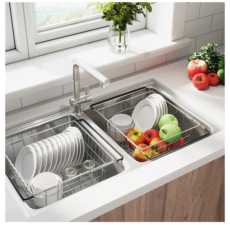 Zhaosheng Hardware - Cesta para fregadero de cocina sobre fregadero, estante para platos expandible