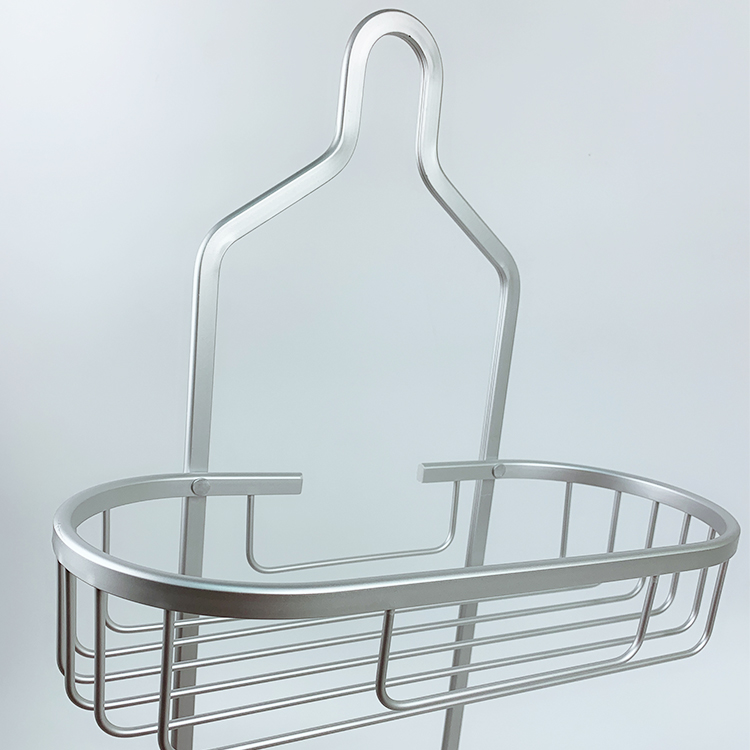 Zhaosheng - Organizador de ducha de aluminio inoxidable, estante de almacenamiento para baño colgante, estante de ducha con 2 ganchos