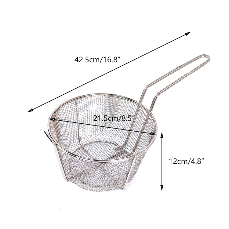 Zhaosheng Hardware - Cesta para freír de alambre de 8-1/2 pulgadas, cesta para freír redonda niquelada de 4 mallas