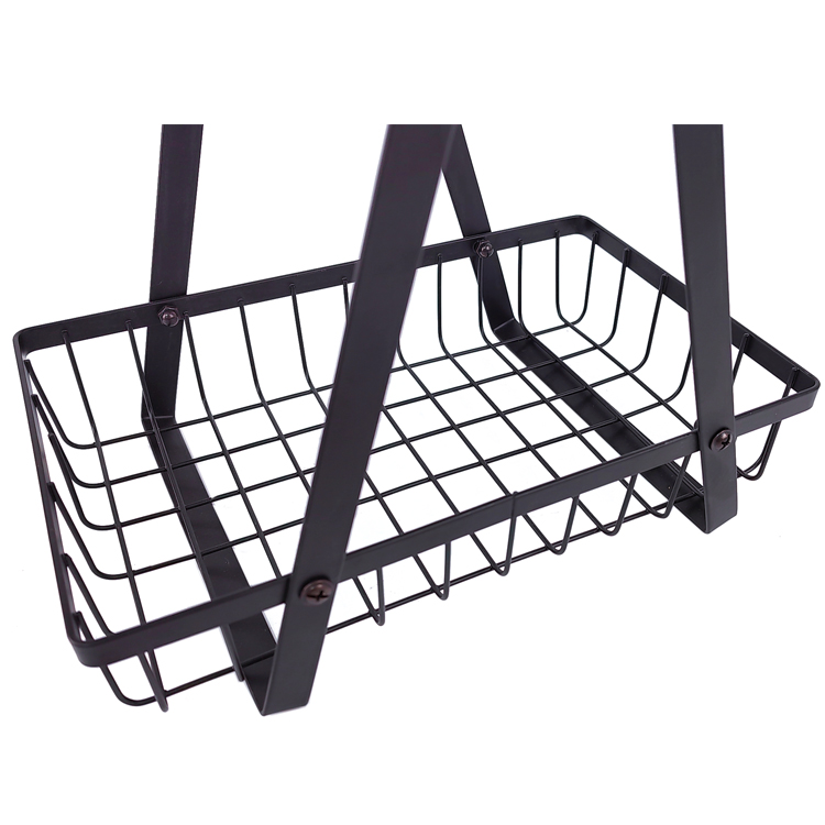 Zhaosheng Hardware - Cesta de frutas de alambre de metal desmontable, cesta de frutas de 2 niveles con mango de madera