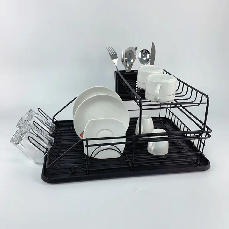 Zhaosheng Hardware - Escurreplatos de 2 niveles, color negro
