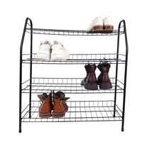 Zhaosheng Hardware - Estante organizador de zapatos de metal negro, estante para zapatos de 4 niveles para entradas