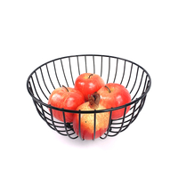 Zhaosheng Hardware - Decoración de mesa de cocina, organizador de alimentos de metal, cesta de frutas negra de alambre para el hogar