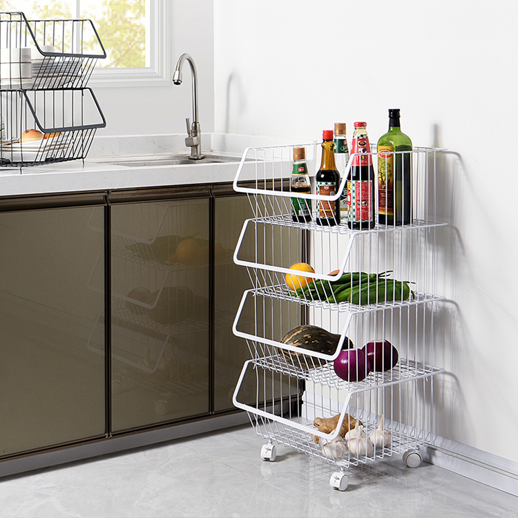 Zhaosheng Hardware - Cesta de almacenamiento de metal de 4 niveles para frutas y verduras