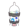 Zhaosheng - Estante de almacenamiento para baño con cabezal de ducha, carrito de ducha de 3 niveles de hierro con 2 ganchos