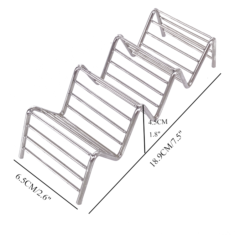 Zhaosheng Hardware - Bandeja para tacos personalizada, paquete de 6 soportes para tacos de acero inoxidable, soporte para tacos cromado