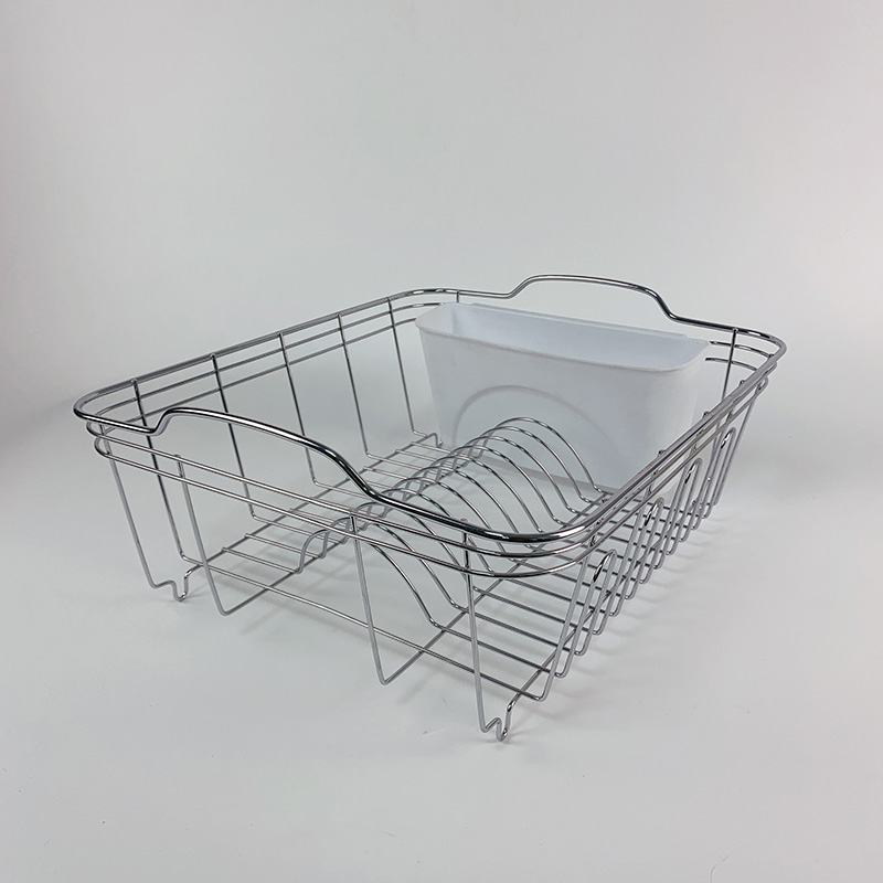 Zhaosheng Hardware - Rejilla para secar platos de alambre con bandeja de goteo blanca y soporte para utensilios