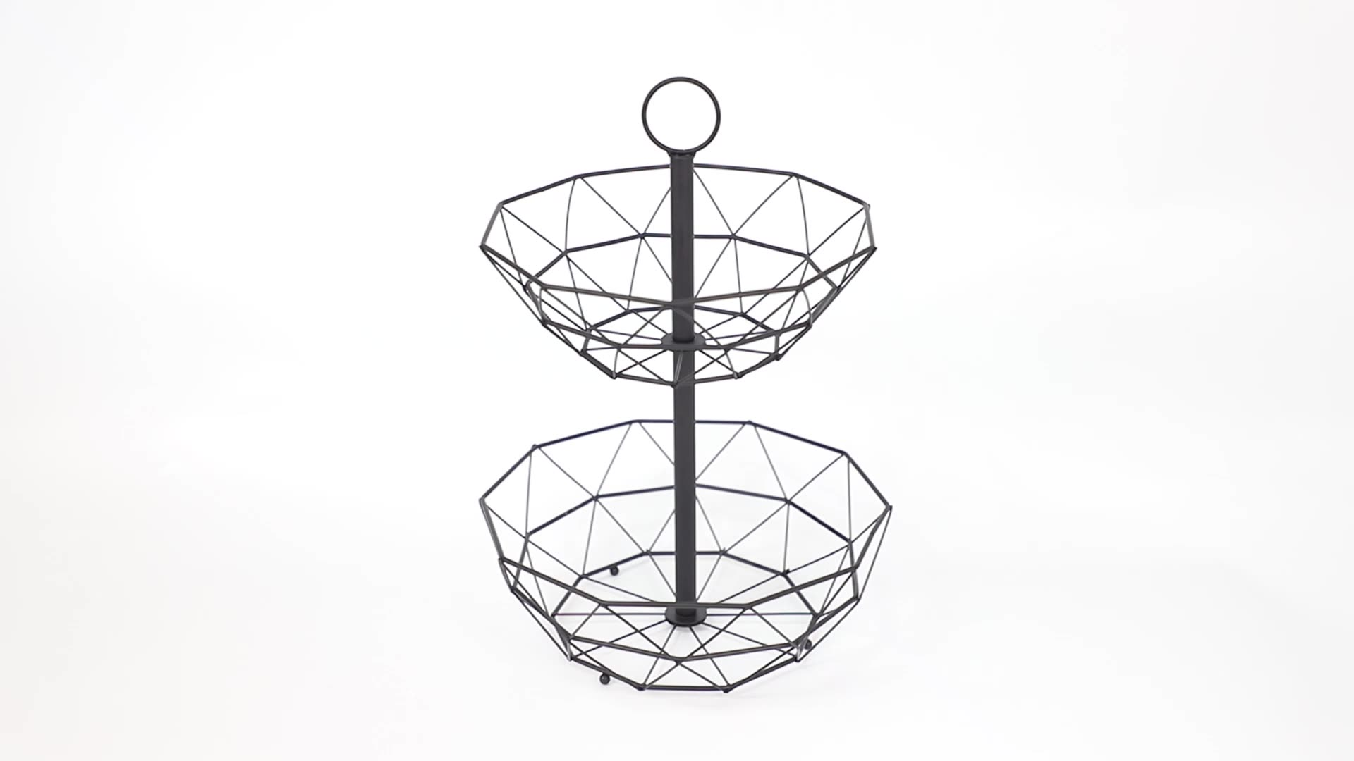 Zhaosheng Hardware - Accesorios de cocina Hogar Cesta de frutas de alambre de metal negro Cesta de frutas de 2 niveles