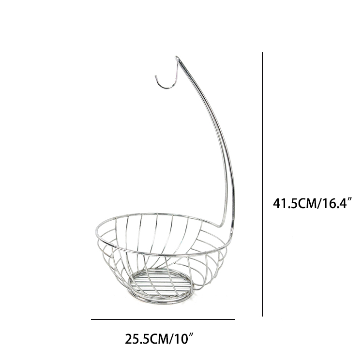 Zhaosheng Hardware - Frutero de 2 niveles para encimera, frutero de metal con colgador de plátano