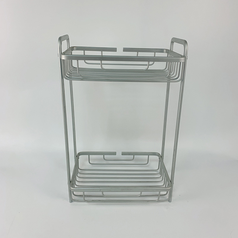 Zhaosheng - Estante de pie para jabón y champú para toallas de baño de 2 niveles, estante para carrito de ducha de aluminio