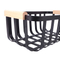 Zhaosheng Hardware - Organizador de encimera de baño, despensa de cocina, cesta de almacenamiento de hierro y metal con mango de madera