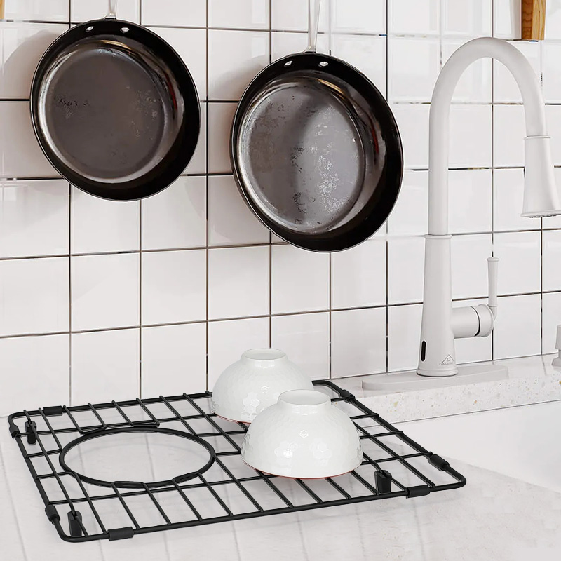 Rejilla inferior de fregadero negra personalizada para proteger el fregadero de acero inoxidable de la cocina
