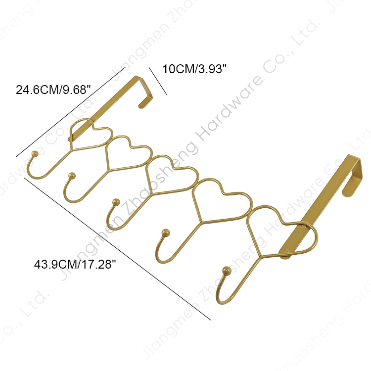 Zhaosheng Hardware - Alambre de metal en forma de corazón sobre la puerta Percha Recubrimiento en polvo dorado