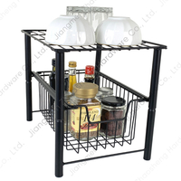 Zhaosheng Hardware - Organizadores Debajo Del Fregadero De 2 Niveles Y Organizador De Cajón Deslizante Extraíble Con Recubrimiento En Polvo Negro