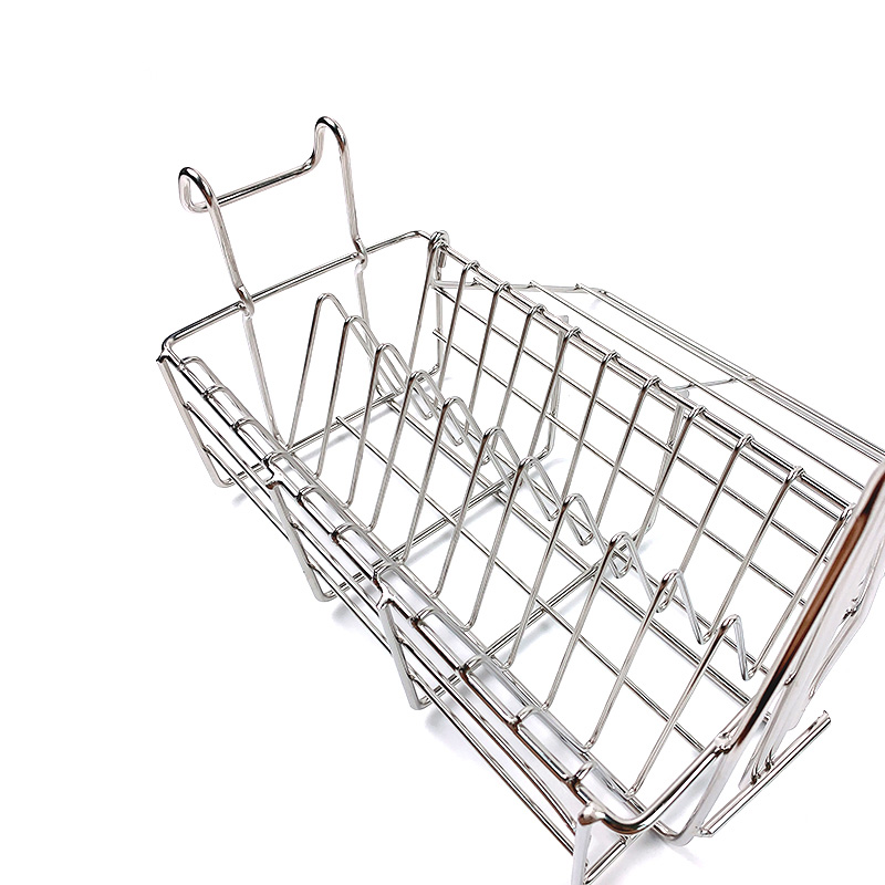 Zhaosheng Hardware - Cesta para freidora con 10 ranuras, cesta para freír pescado con mango revestido