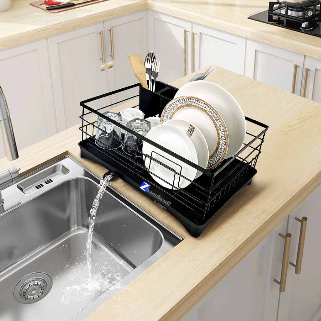 Zhaosheng Hardware - Estante para platos de acero metálico, almacenamiento de cocina, escurridor de platos, soporte para almacenamiento, estante para secar platos