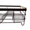 Zhaosheng Hardware - Escurridor de platos de acero con mango de madera, negro