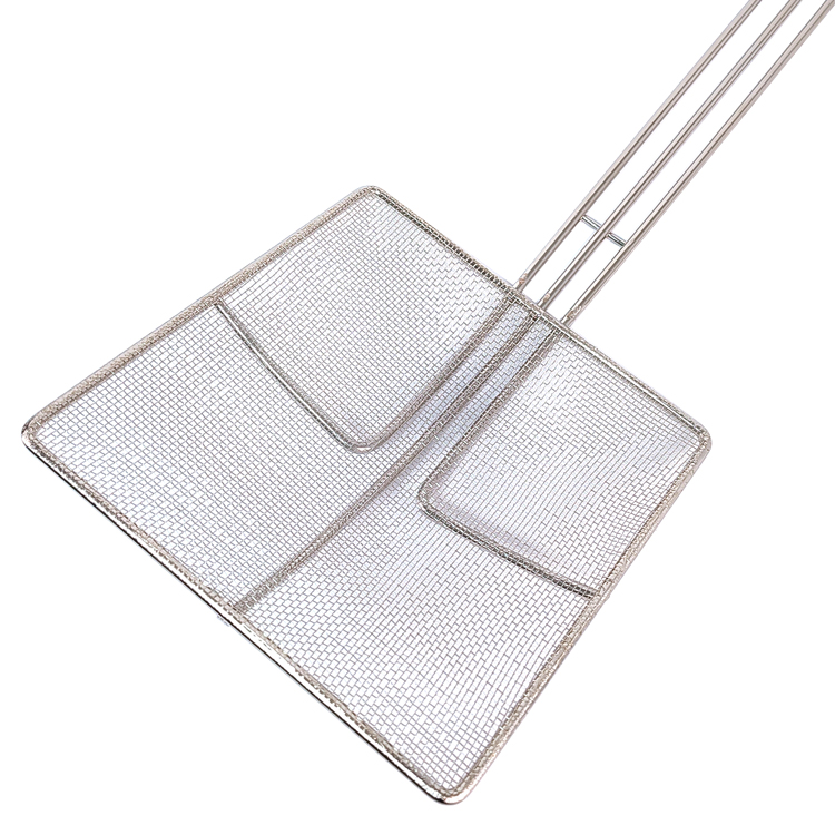 Zhaosheng Hardware - Colador de fideos para cocinar alimentos, colador de mango largo, cuchara cuadrada, freidora de malla fina, espumadera