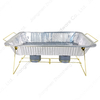 Zhaosheng Hardware - Estante plegable desechable para platos de frotamiento, chapado en oro, para buffet, tamaño completo, soporte para calentador
