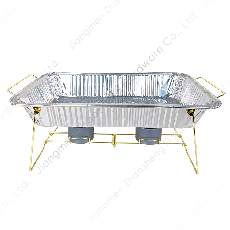 Zhaosheng Hardware - Estante plegable desechable para platos de frotamiento, chapado en oro, para buffet, tamaño completo, soporte para calentador
