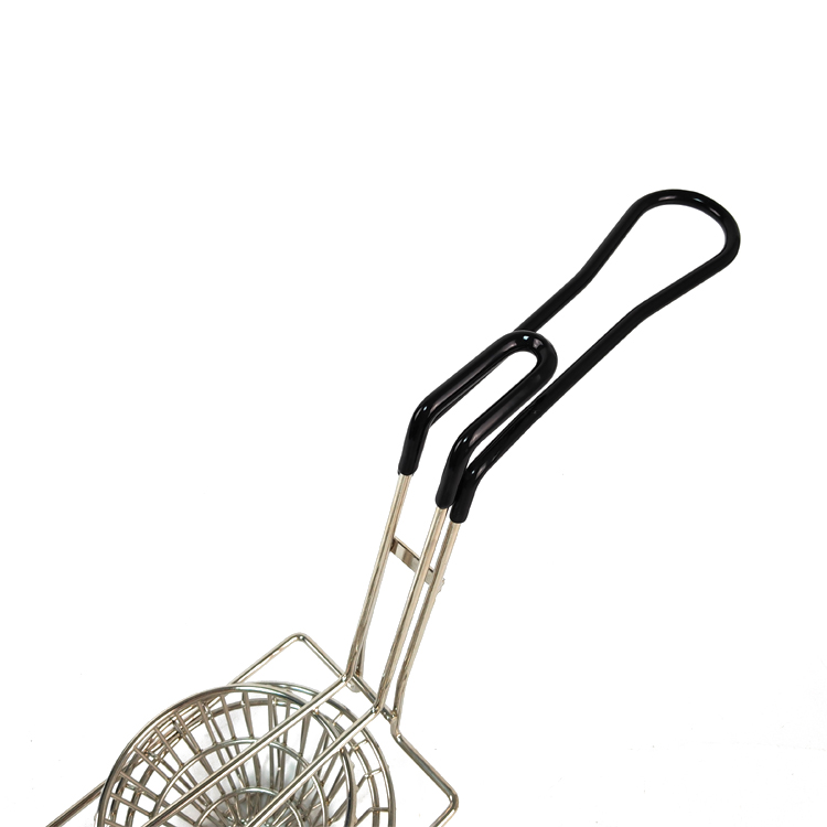 Zhaosheng Hardware - Cesta para freidora de tacos, suministro de restaurante, cesta para freír con taza de taco niquelada con mango de vinilo negro