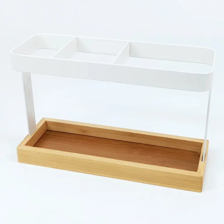 Zhaosheng - Estante de baño Blanco Organizador Estantes de Almacenamiento de Acero Soporte de secador de Pelo de bambú